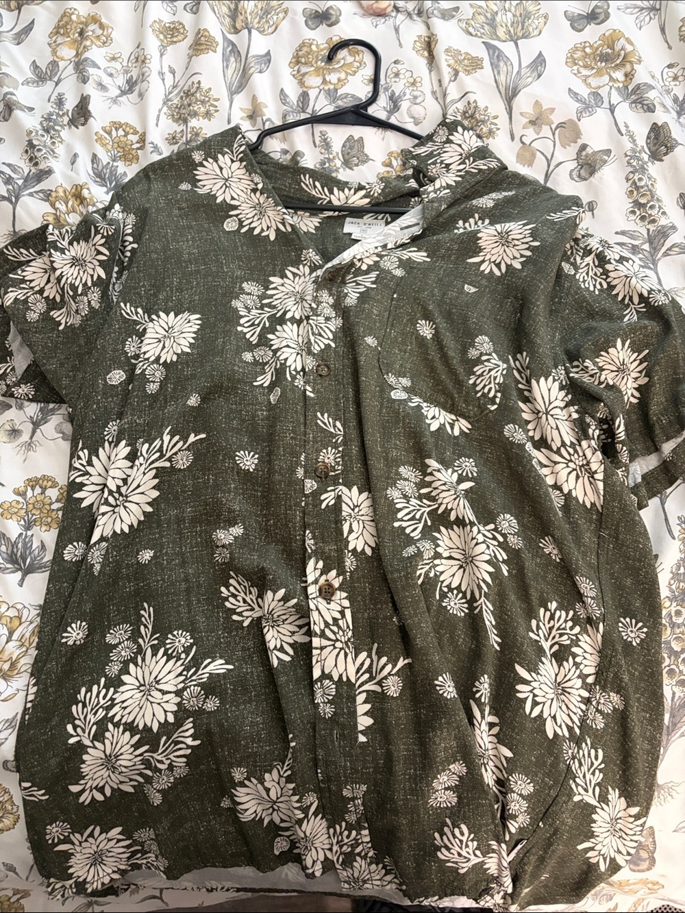O'Neill‎ Olive Green Floral Button-Down Shirt
